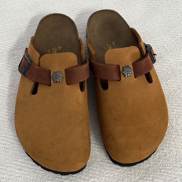 PAPILLIO Birkenstock two tone clogs with adjustable buckle, Size 36, Cognac EUC - Picture 3 of 16